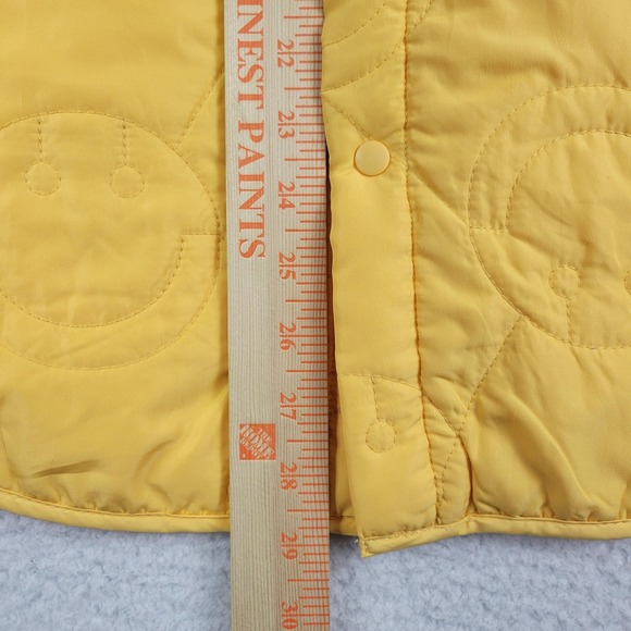 Navy Yard Jacket Mens Small Yellow Quilted Workwear Smiley Face Puffer Polyester - Picture 4 of 8